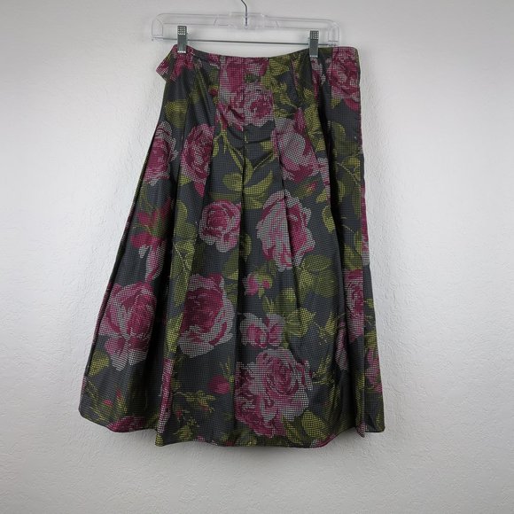 Jones New York Gray and Pink Floral A-Line Skirt - Picture 1 of 7